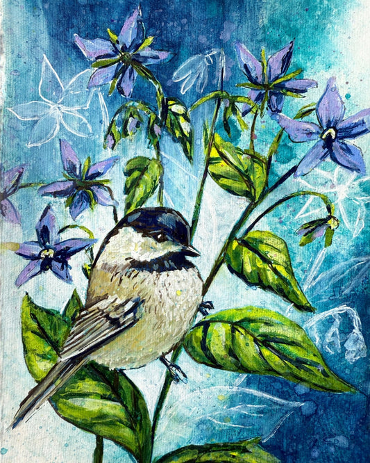 Chickadee Blue Bloom