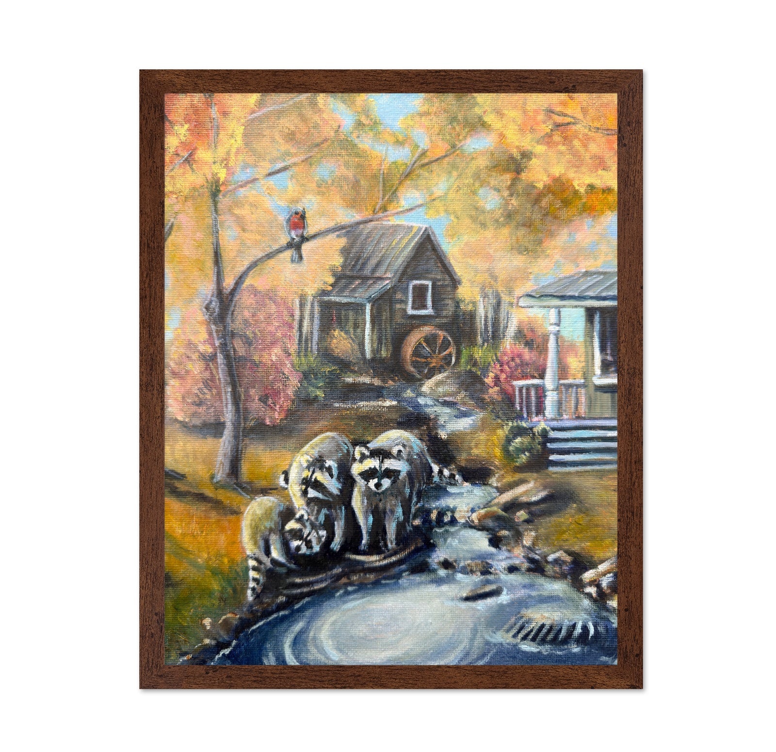 Raccoons By Autumn Creek