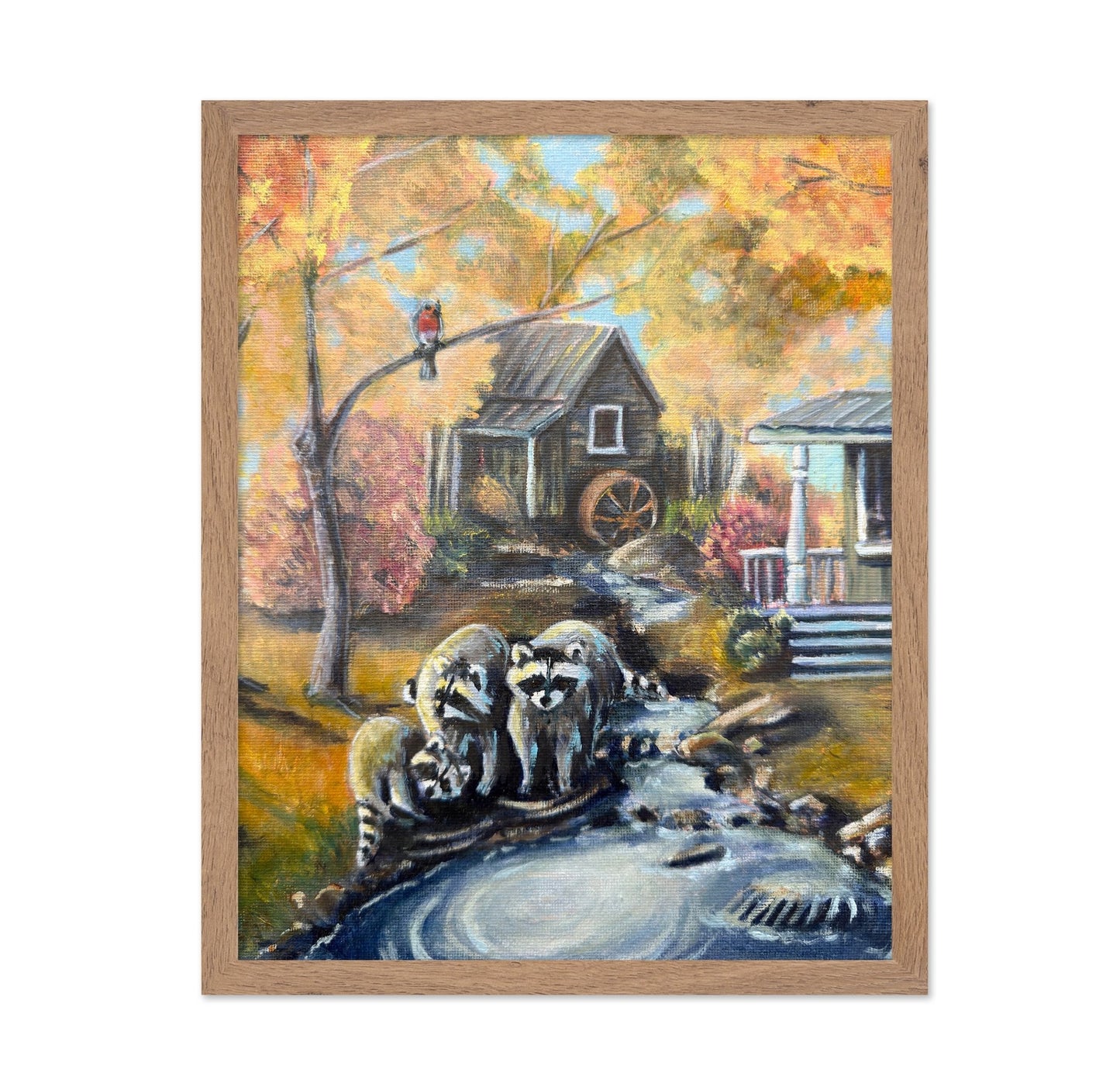 Raccoons By Autumn Creek