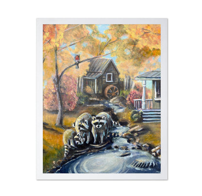 Raccoons By Autumn Creek
