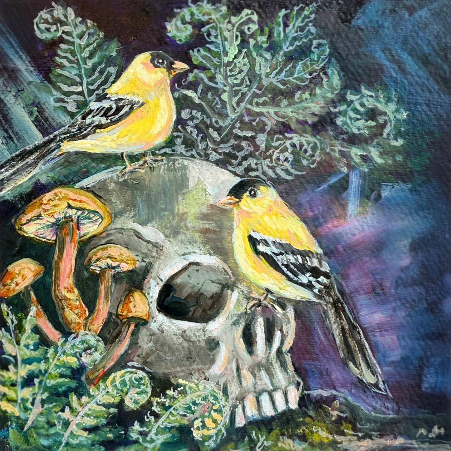 Golden Birds And Skull