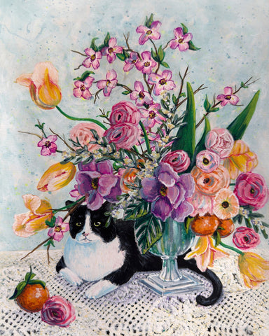 Cat Floral Still Life
