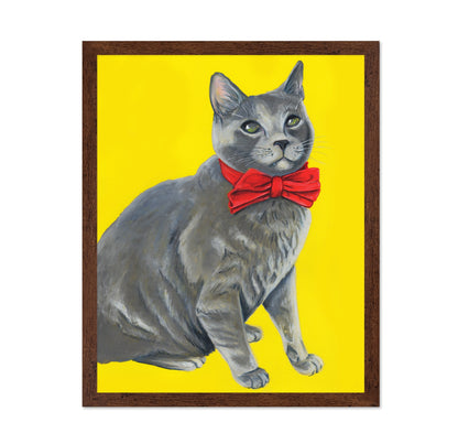 Gray Cat Red Bow