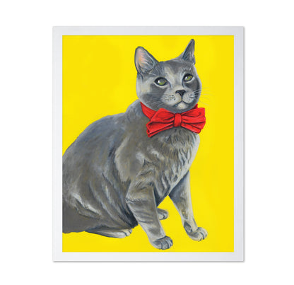 Gray Cat Red Bow