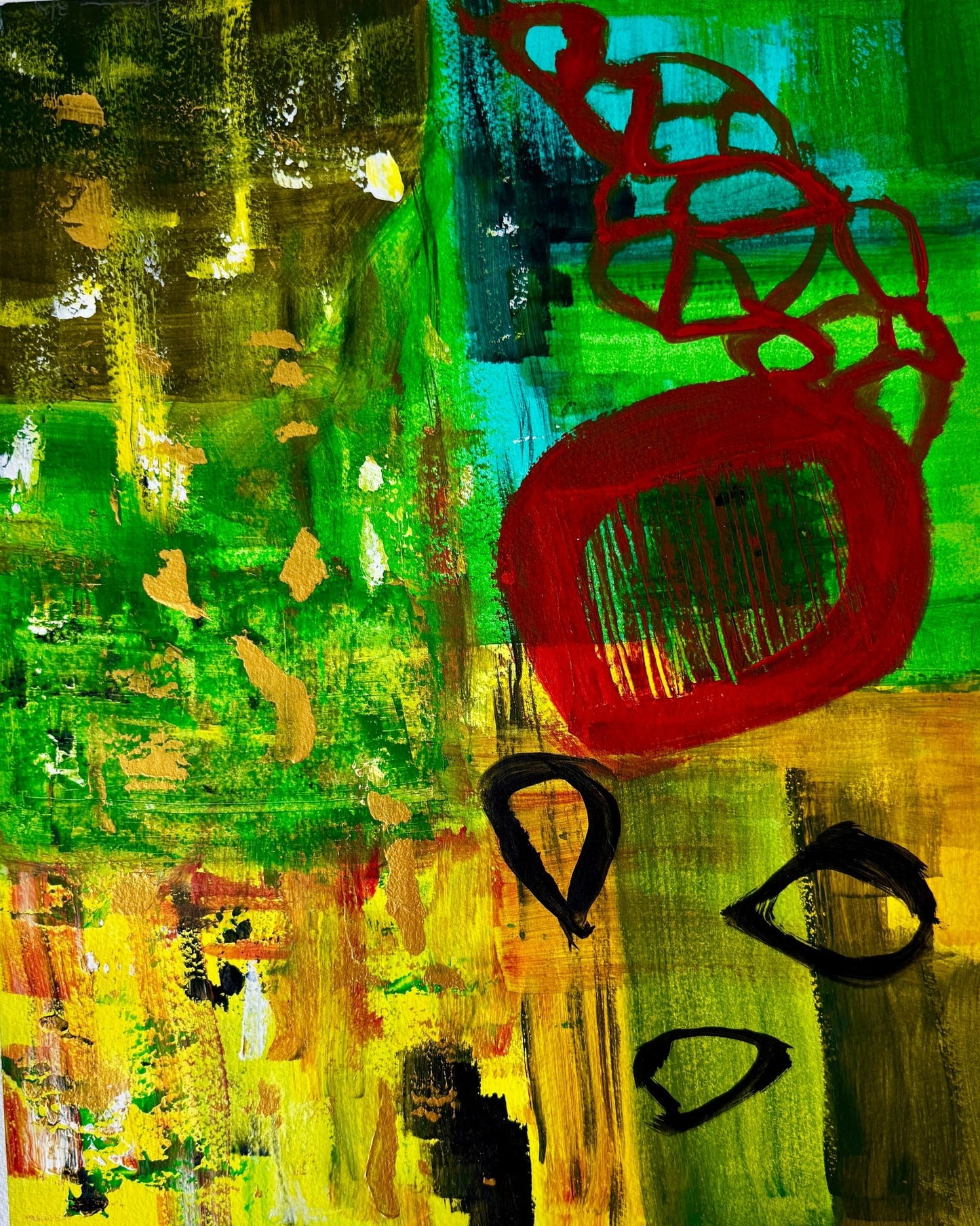 Green Red Abstract Form