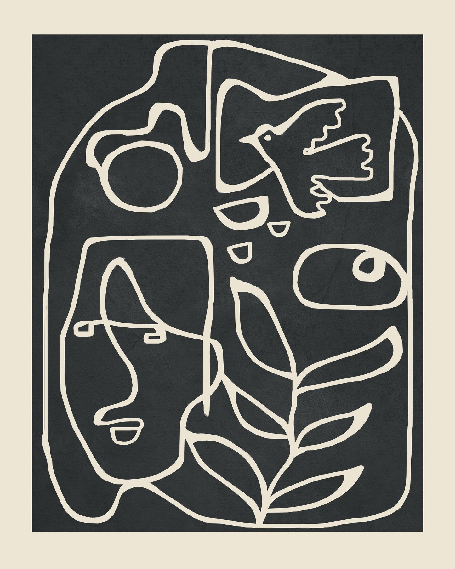 Abstract Face Bird Line