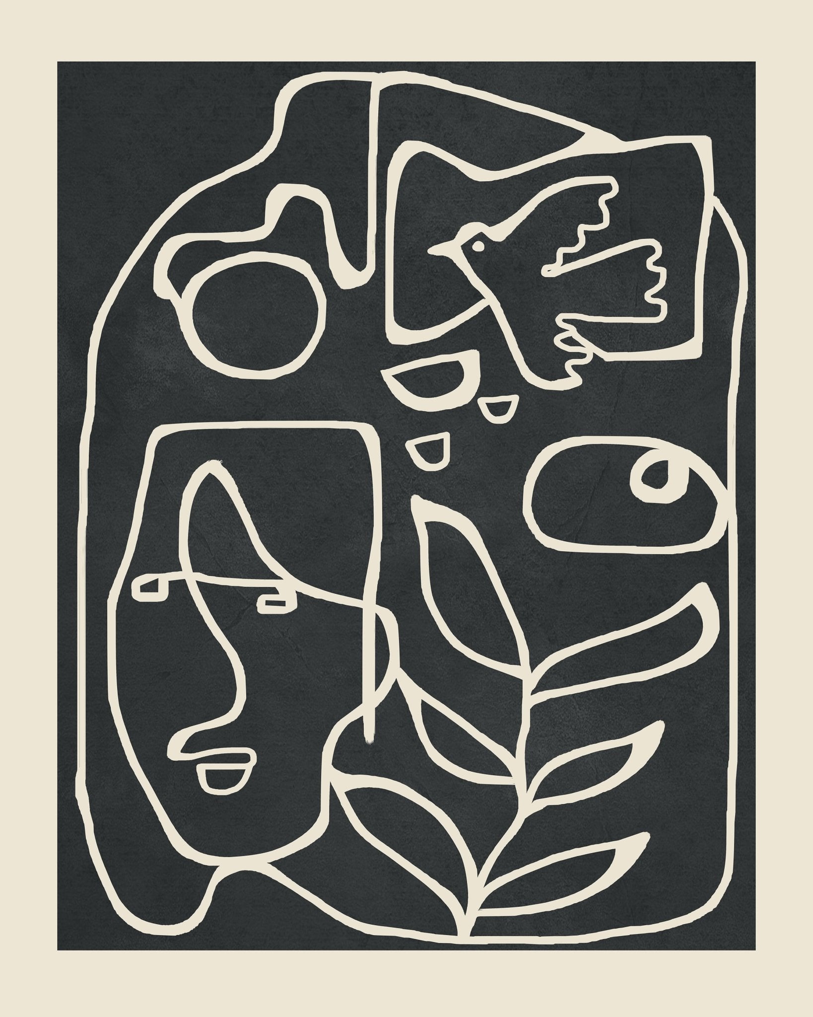 Abstract Face Bird Line