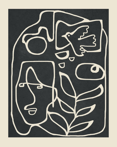 Abstract Face Bird Line