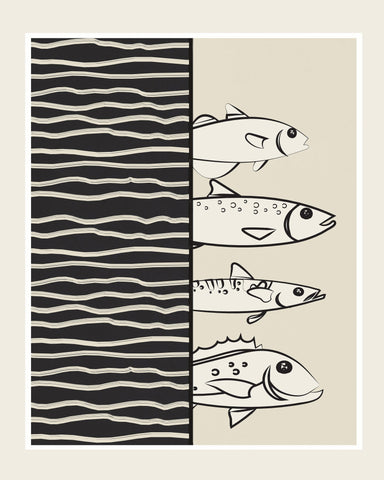 Striped Fish Line Art
