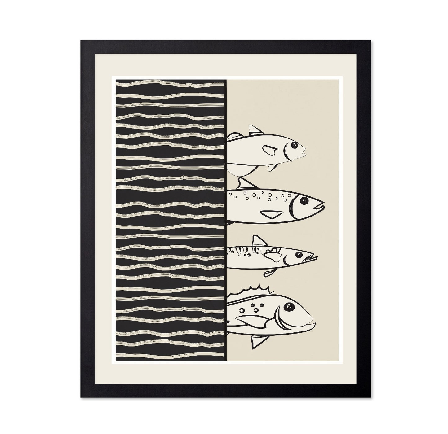 Striped Fish Line Art