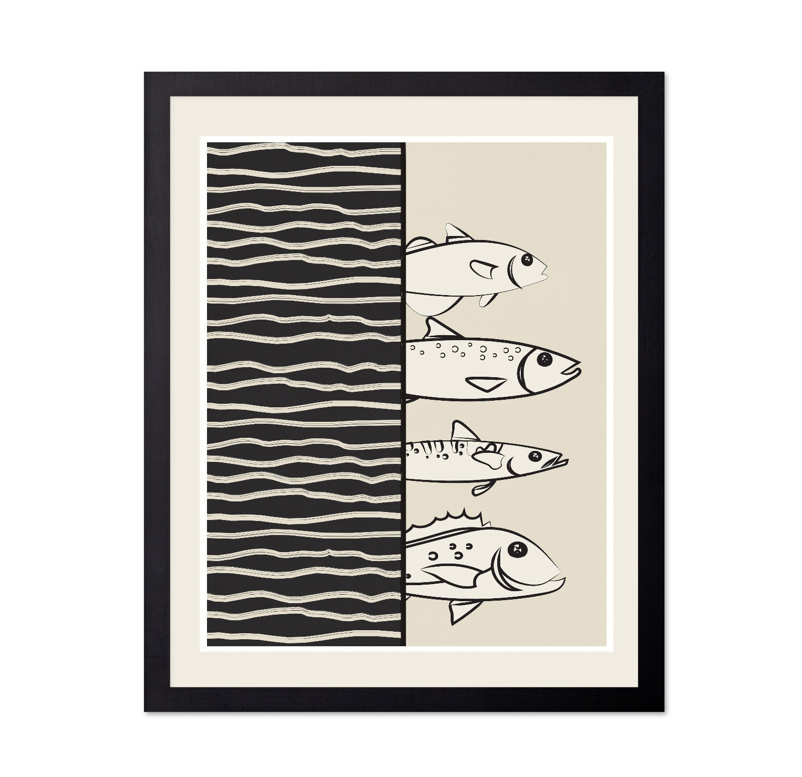 Striped Fish Line Art