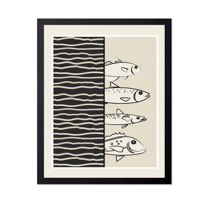 Striped Fish Line Art