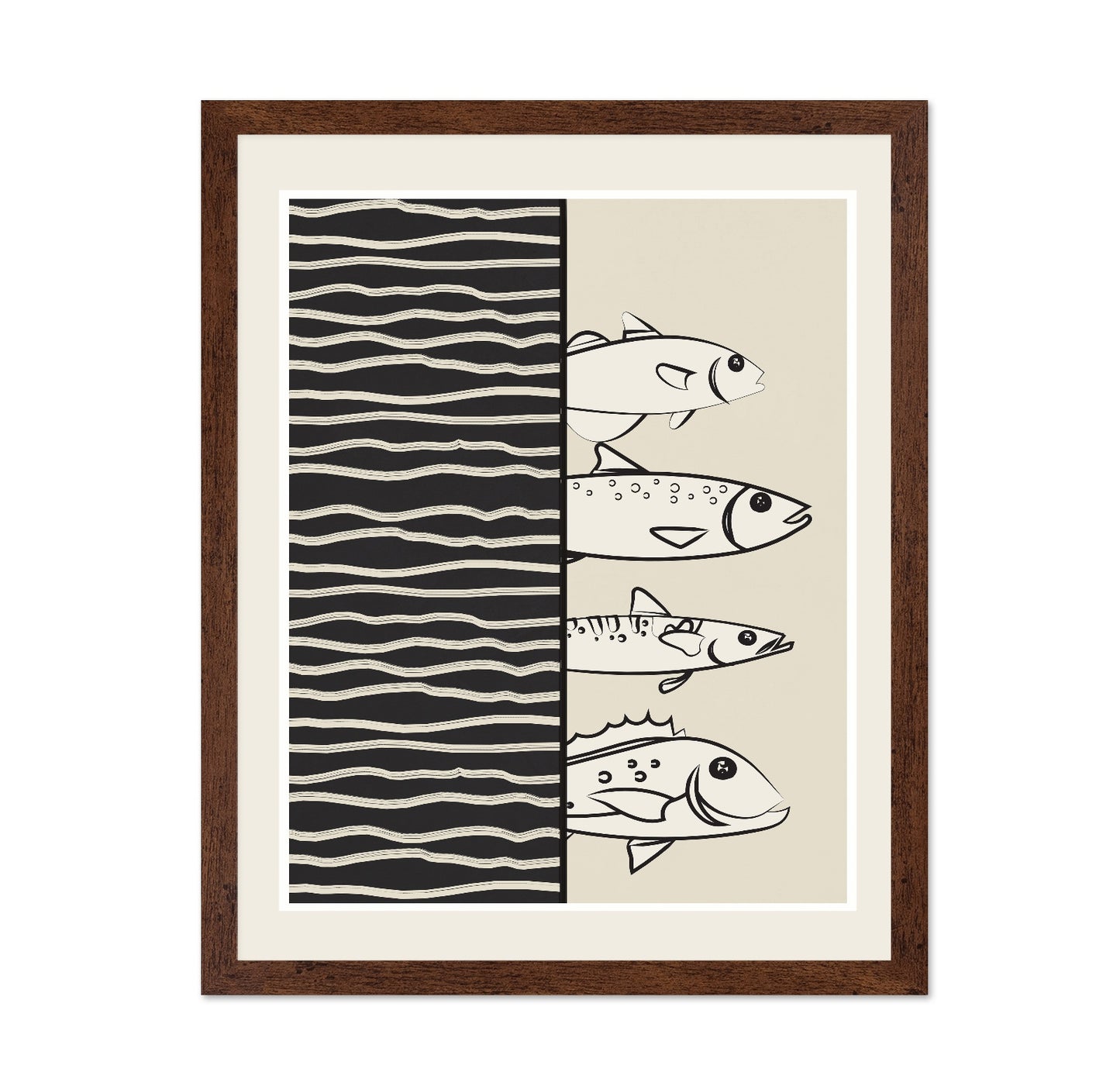 Striped Fish Line Art