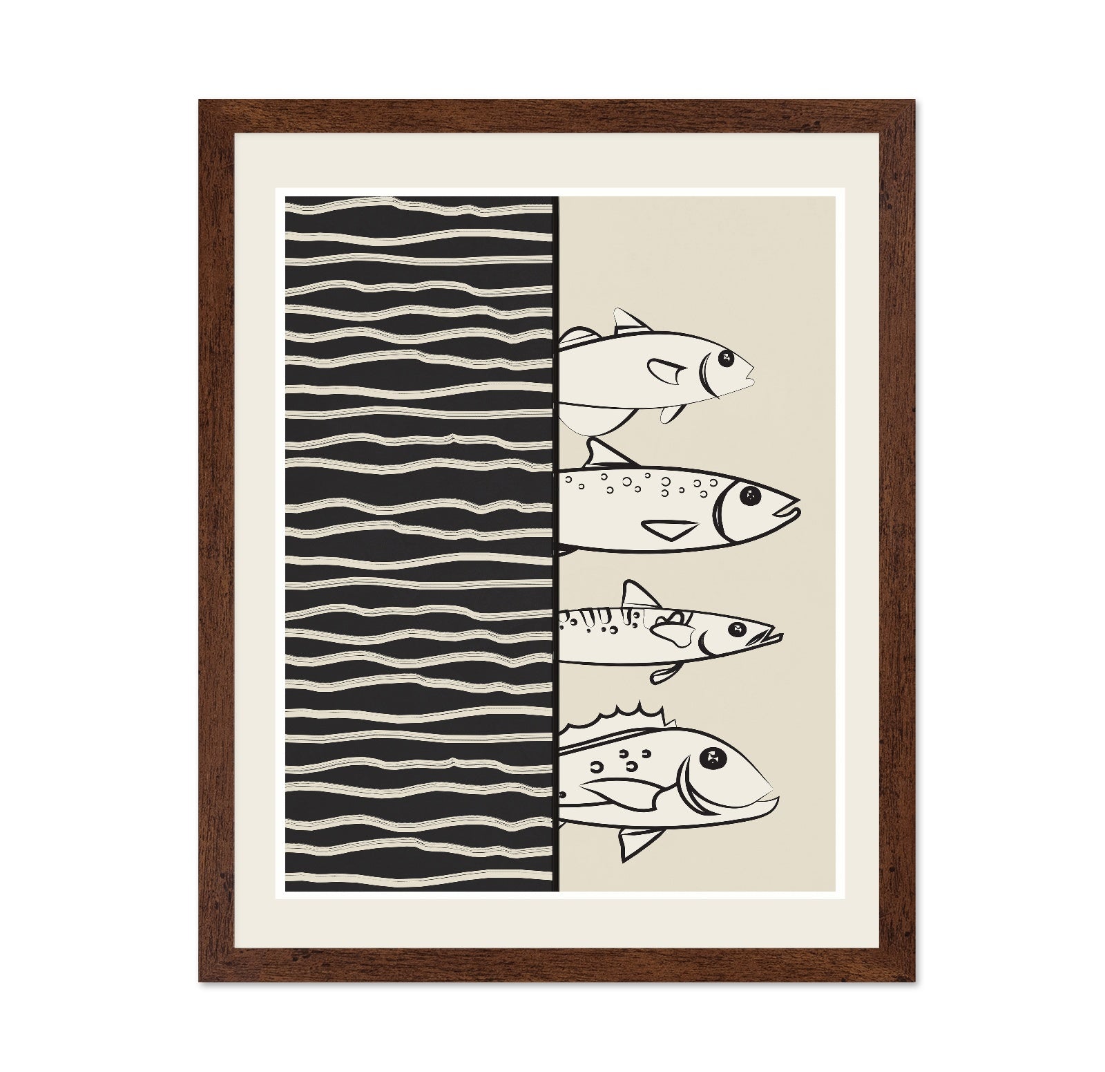 Striped Fish Line Art