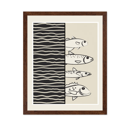 Striped Fish Line Art