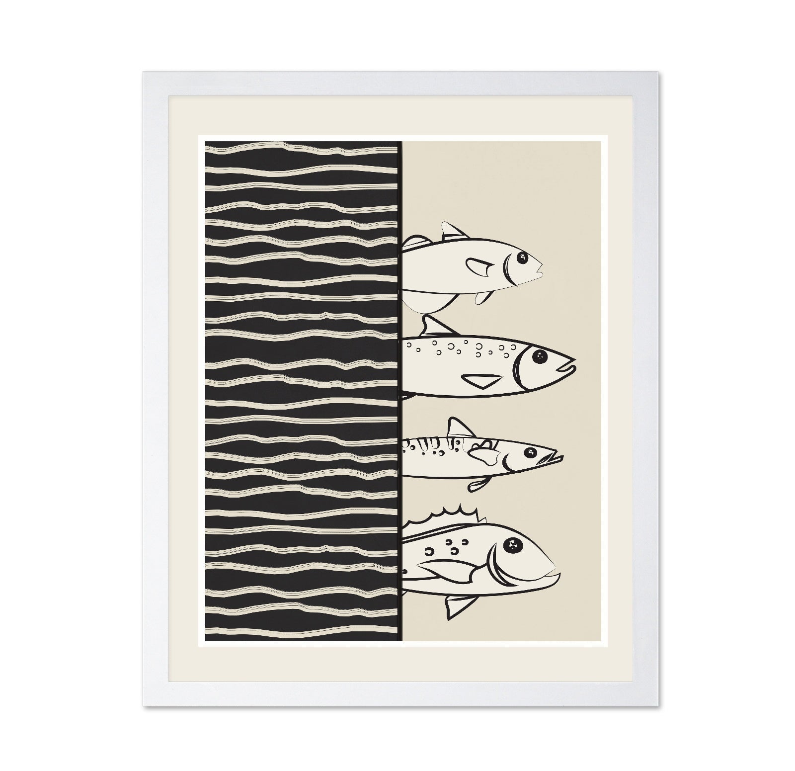 Striped Fish Line Art