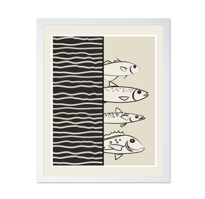 Striped Fish Line Art
