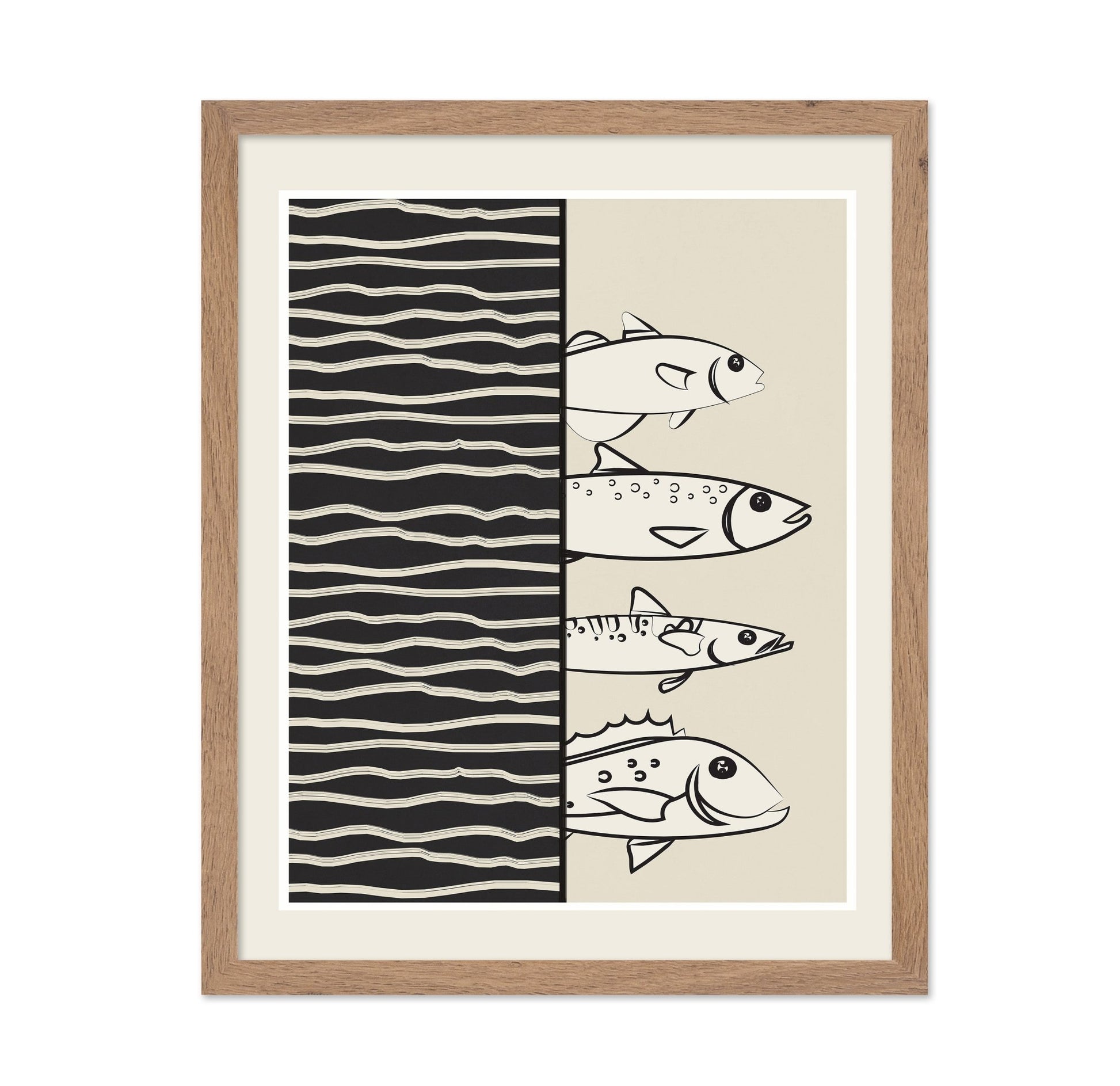 Striped Fish Line Art