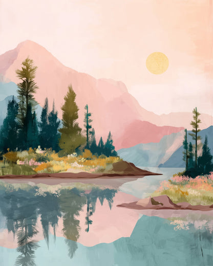 Pastel Mountain Reflection No1
