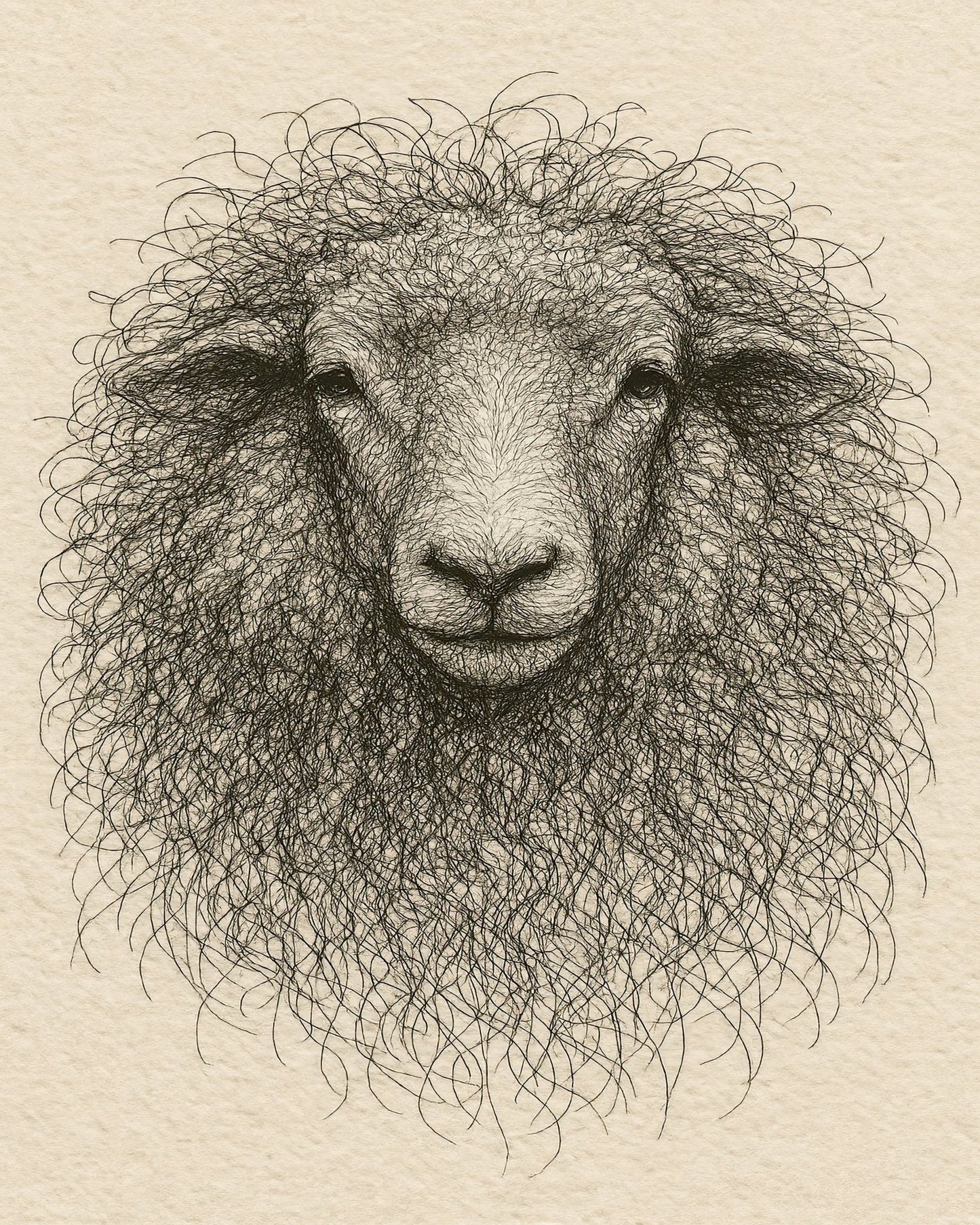 Curly Sheep Portrait