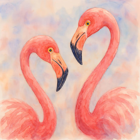 Pink Flamingo Pair No2
