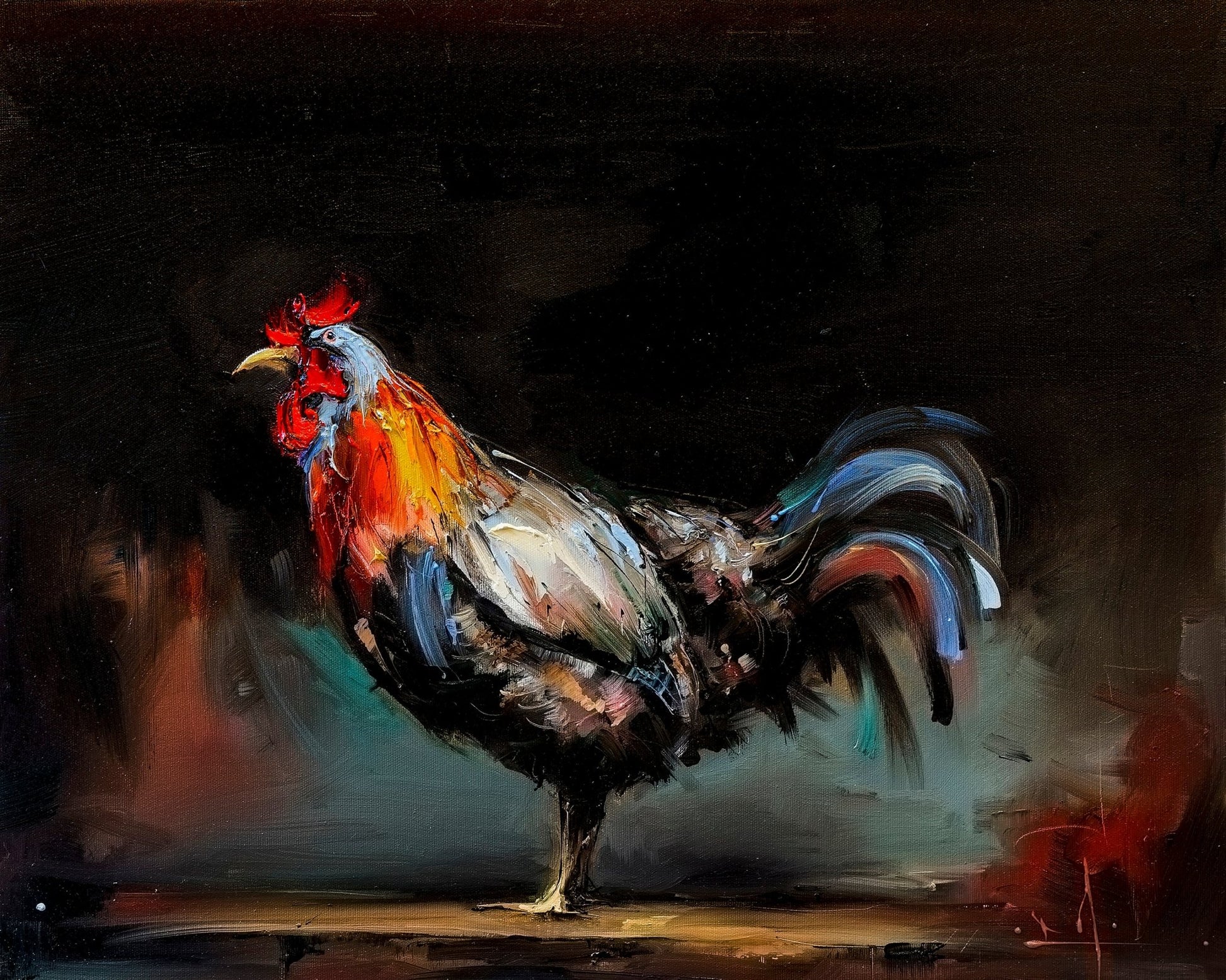 Colorful Rooster Painting