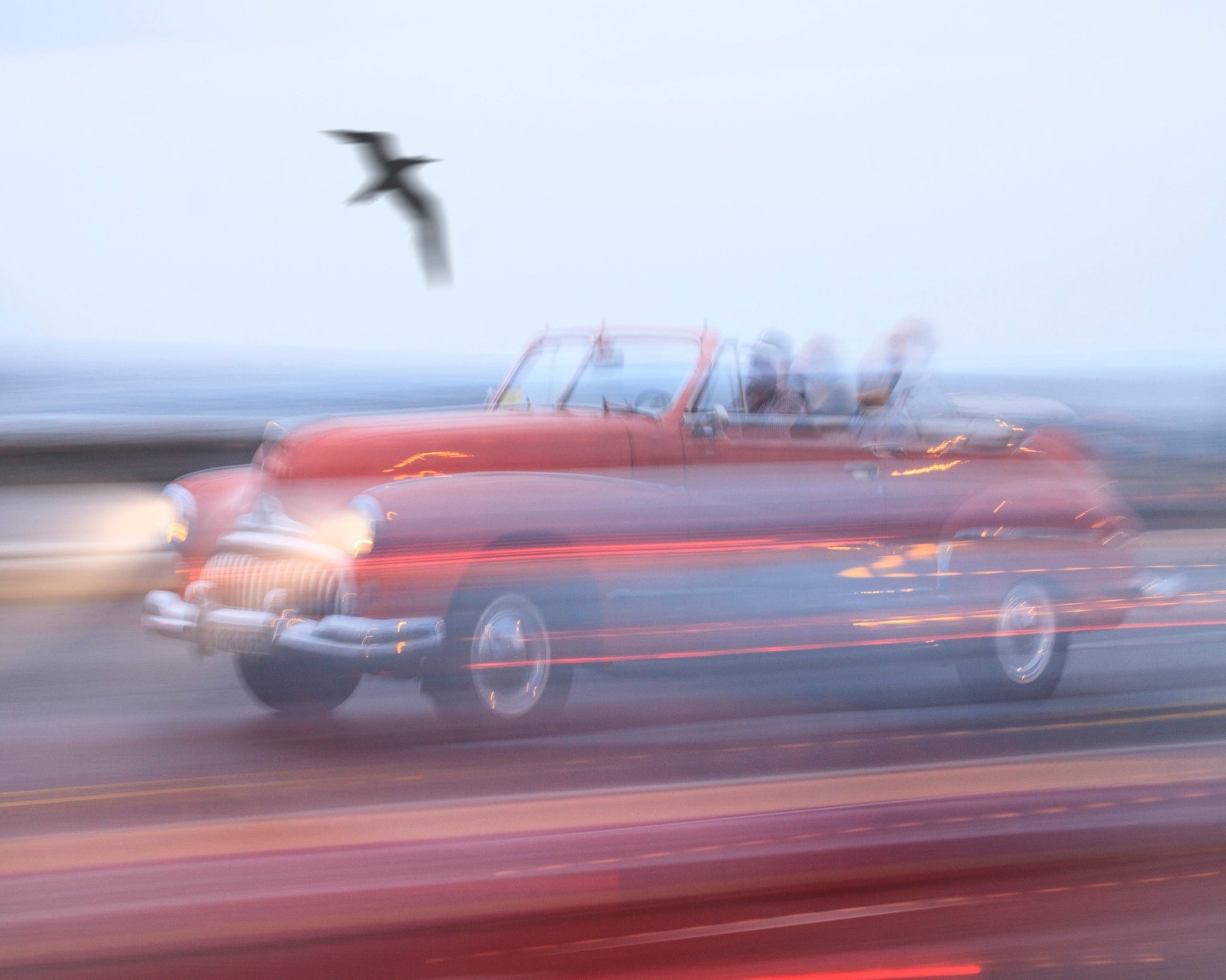 Blurred Red Classic Car