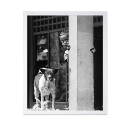 Child And Dog Peek