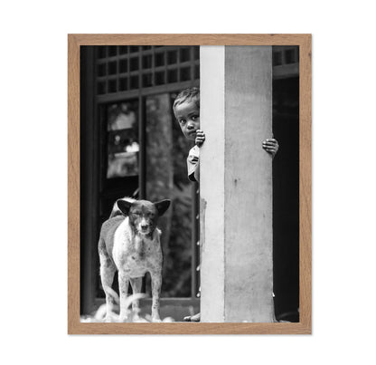 Child And Dog Peek