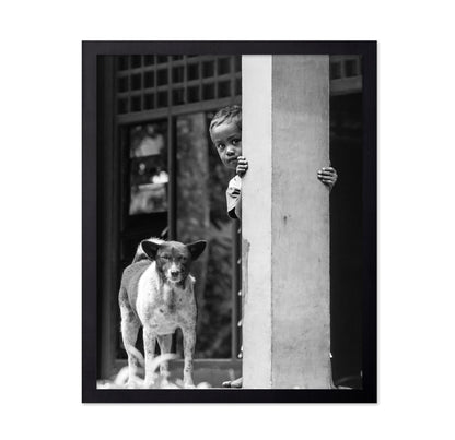 Child And Dog Peek