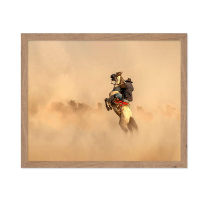Cowboy On Rearing Horse