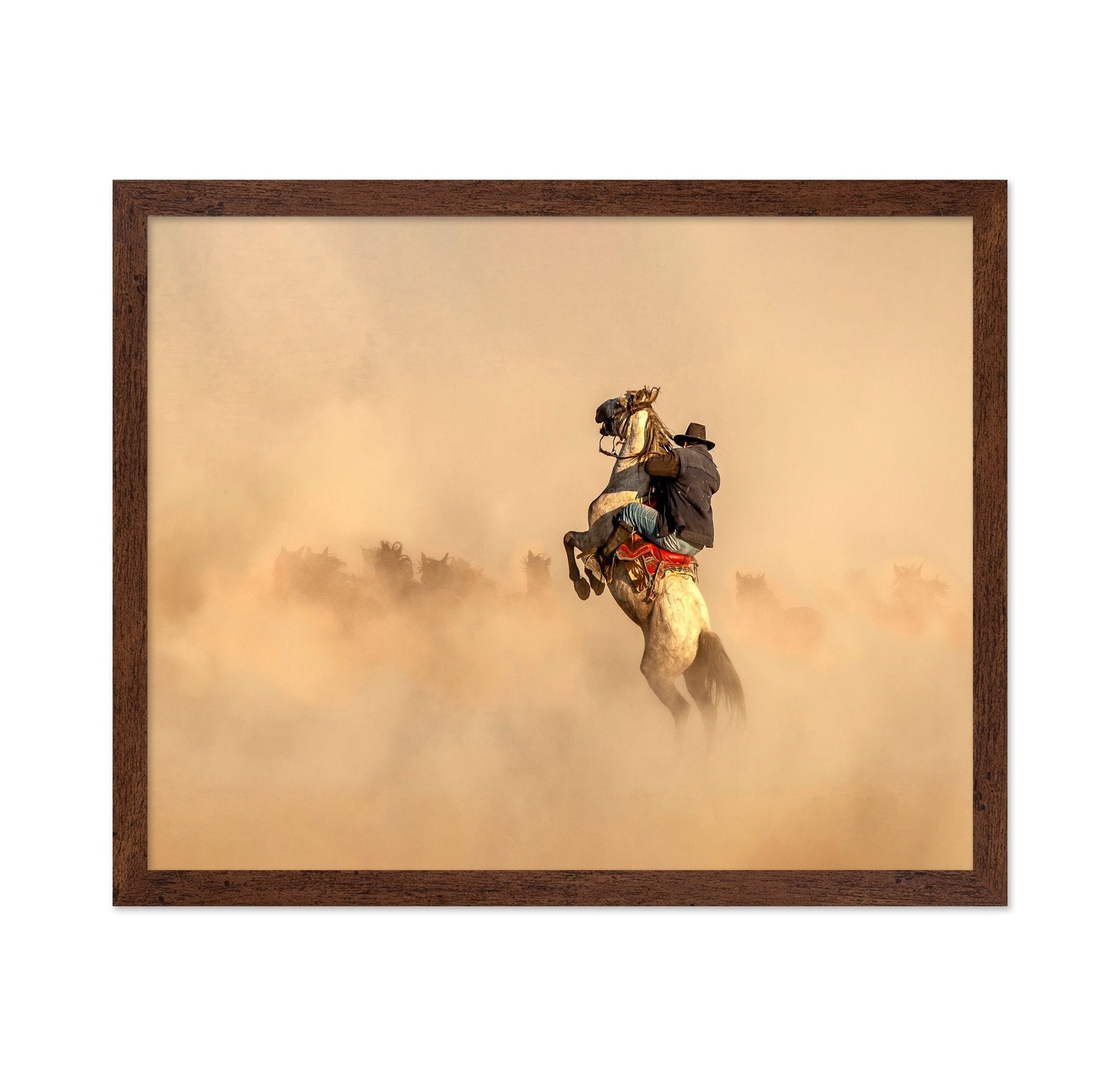 Cowboy On Rearing Horse