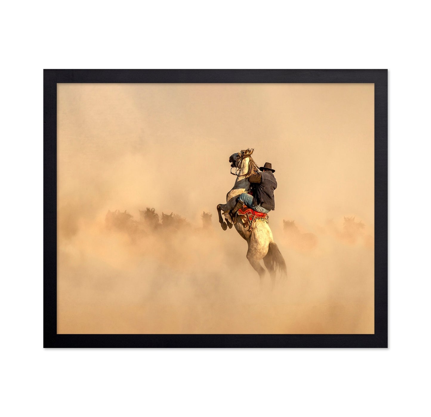 Cowboy On Rearing Horse