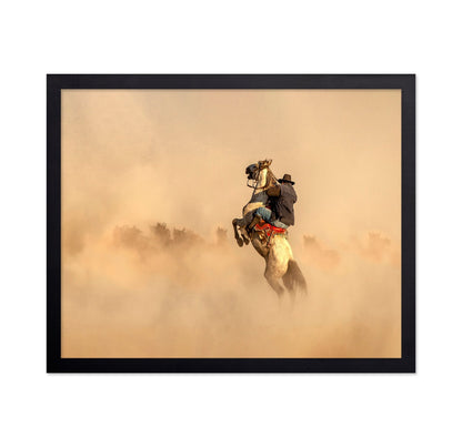 Cowboy On Rearing Horse