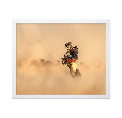 Cowboy On Rearing Horse