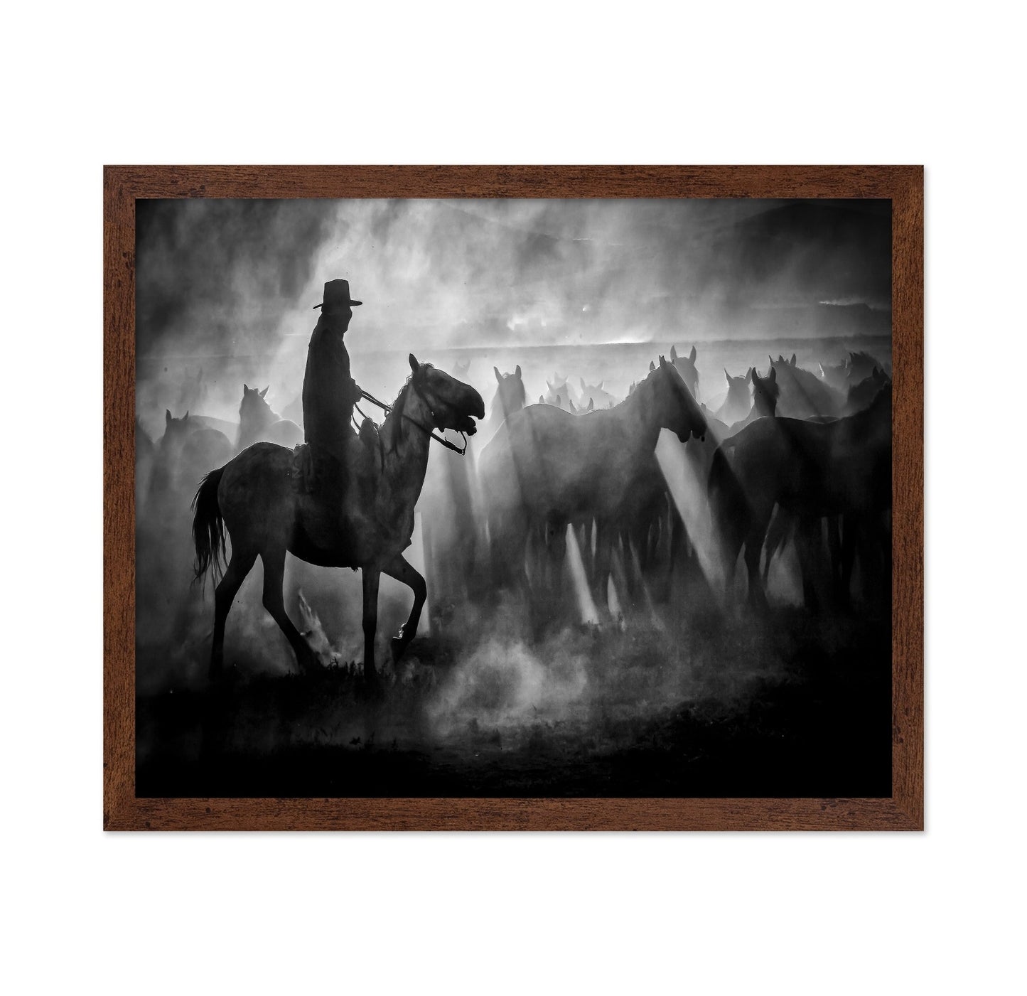 Cowboy And Horses Silhouette