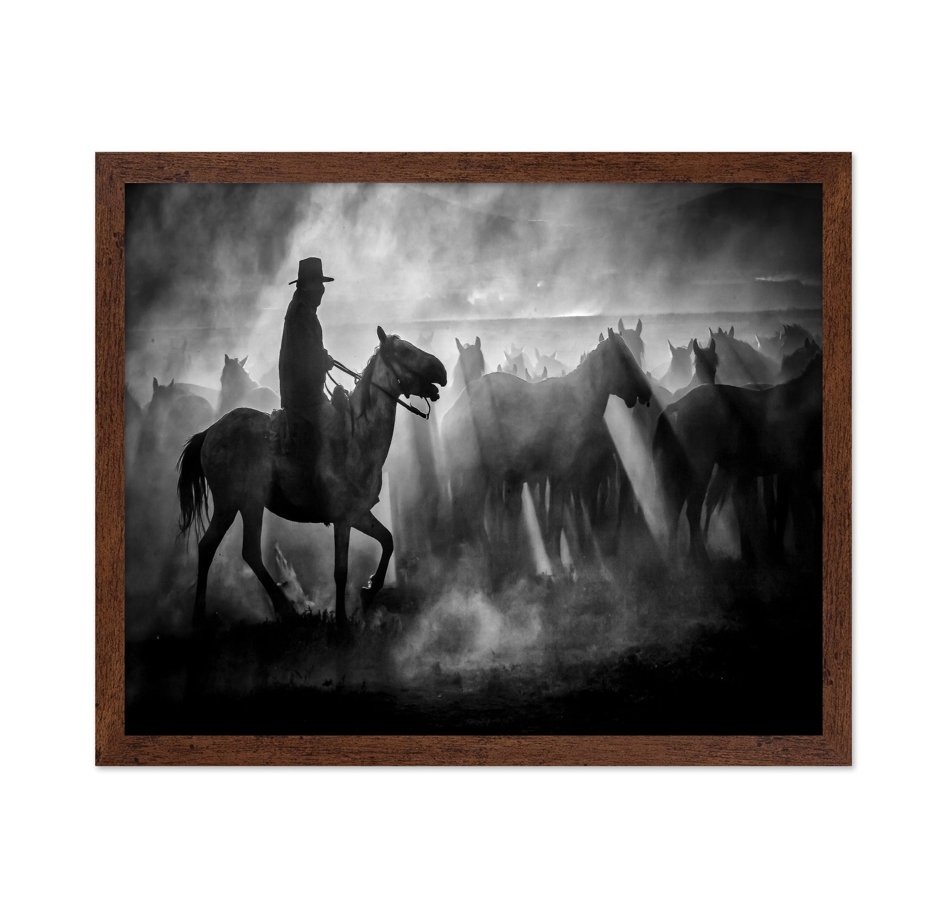 Cowboy And Horses Silhouette