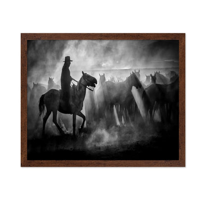 Cowboy And Horses Silhouette