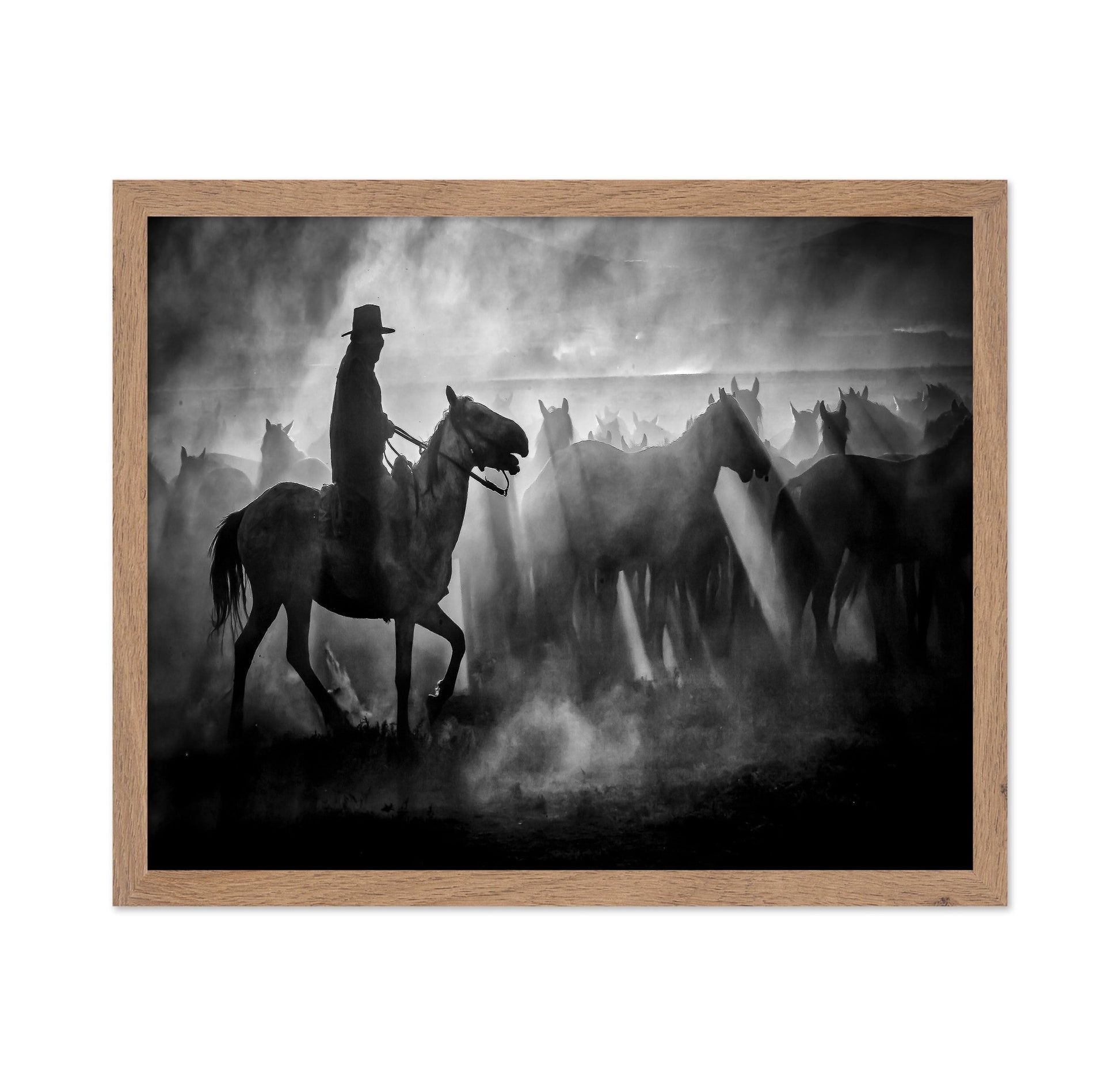 Cowboy And Horses Silhouette