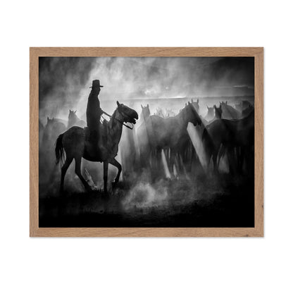 Cowboy And Horses Silhouette