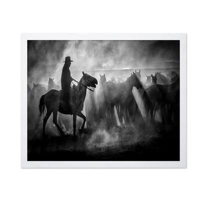 Cowboy And Horses Silhouette