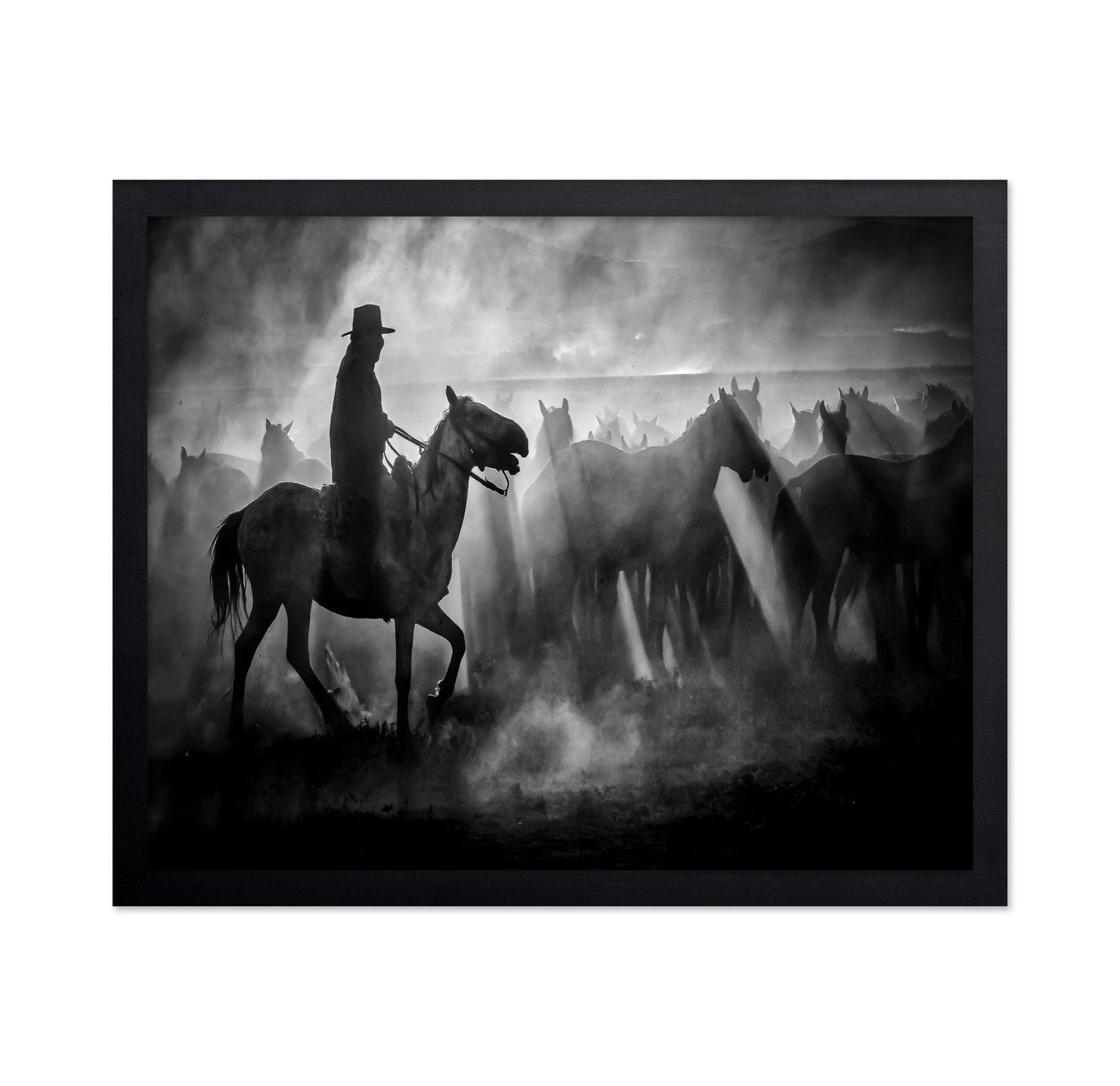 Cowboy And Horses Silhouette