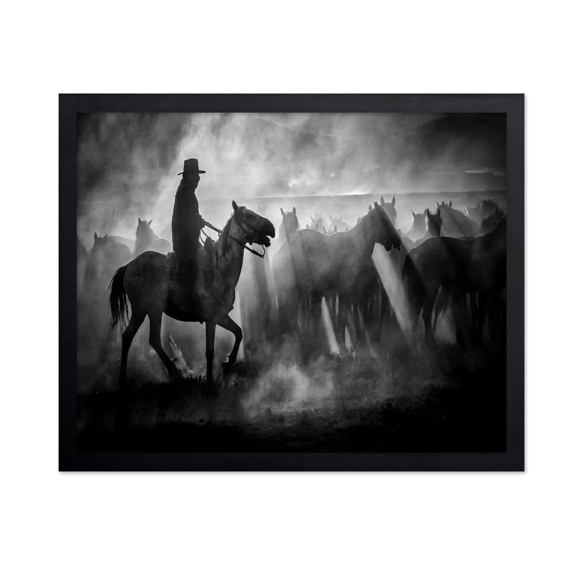 Cowboy And Horses Silhouette
