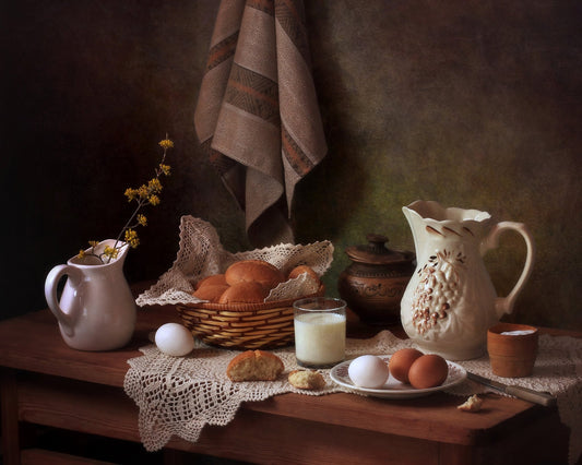 Rustic Bread And Milk Still Life