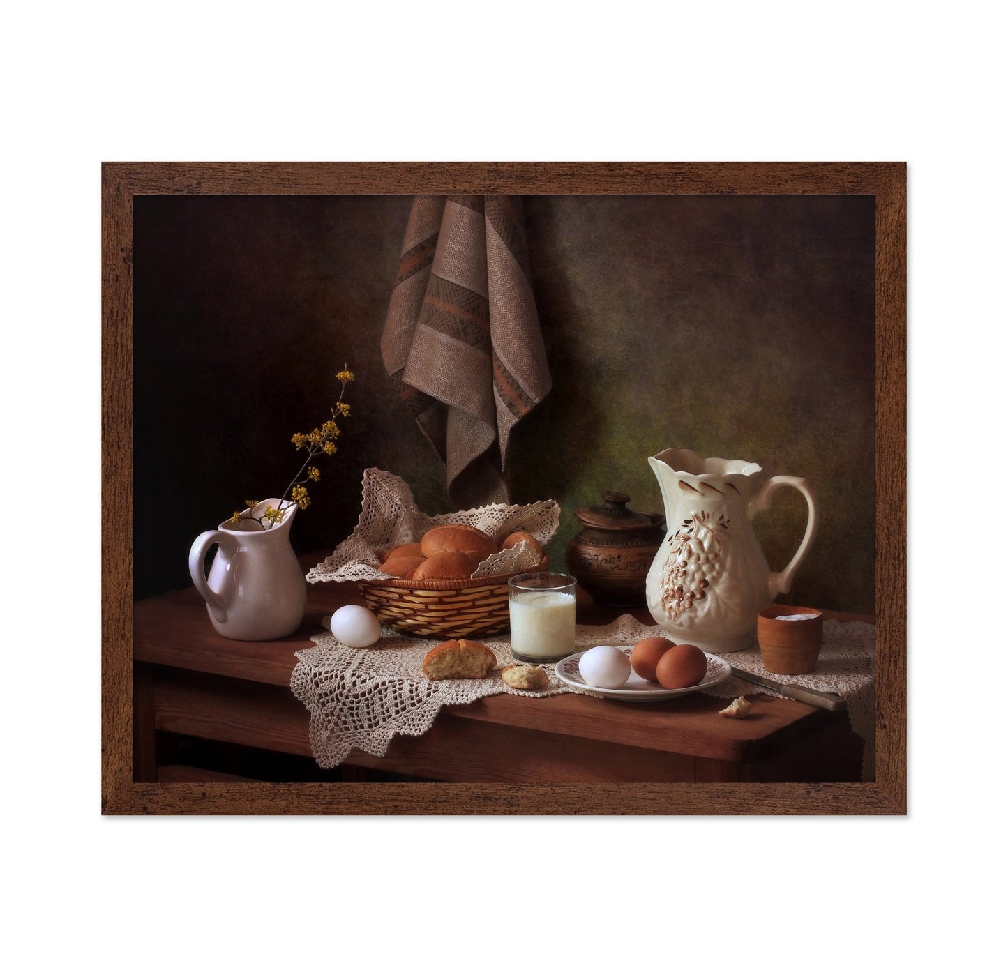 Rustic Bread And Milk Still Life