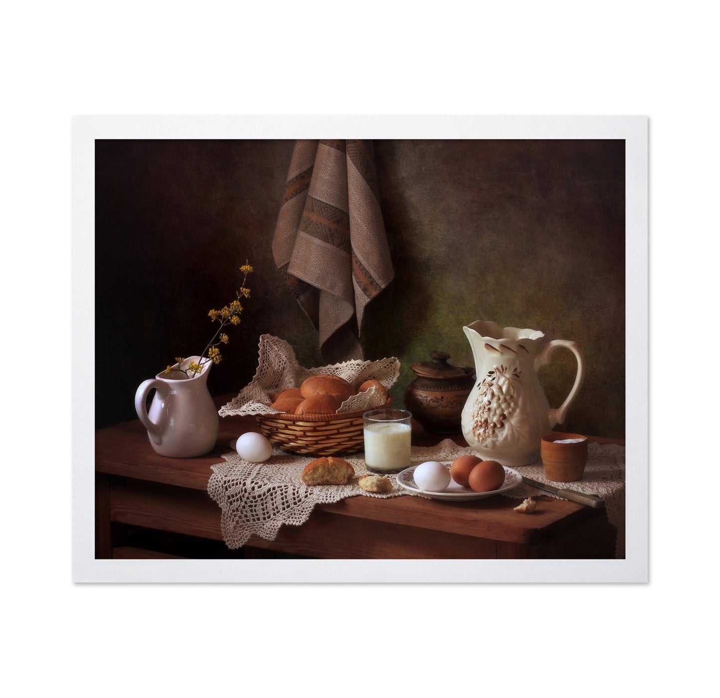 Rustic Bread And Milk Still Life