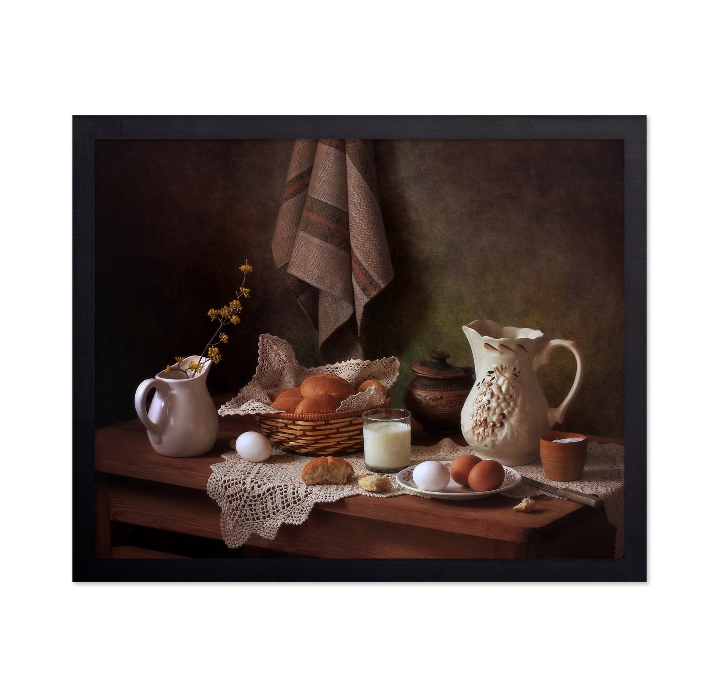 Rustic Bread And Milk Still Life