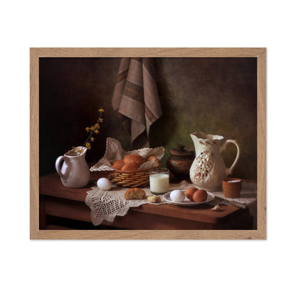 Rustic Bread And Milk Still Life
