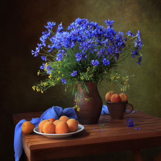 Blue Flower Apricot Still