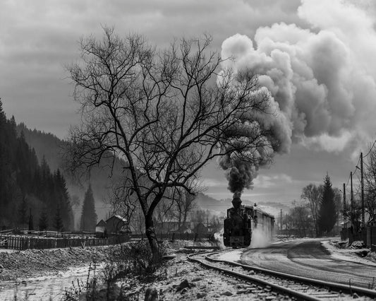 Winter Train Bend